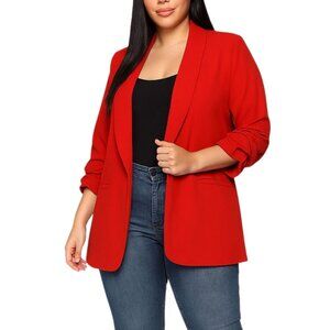 Fashion Nova Open Front Gathered Sleeves Blazer